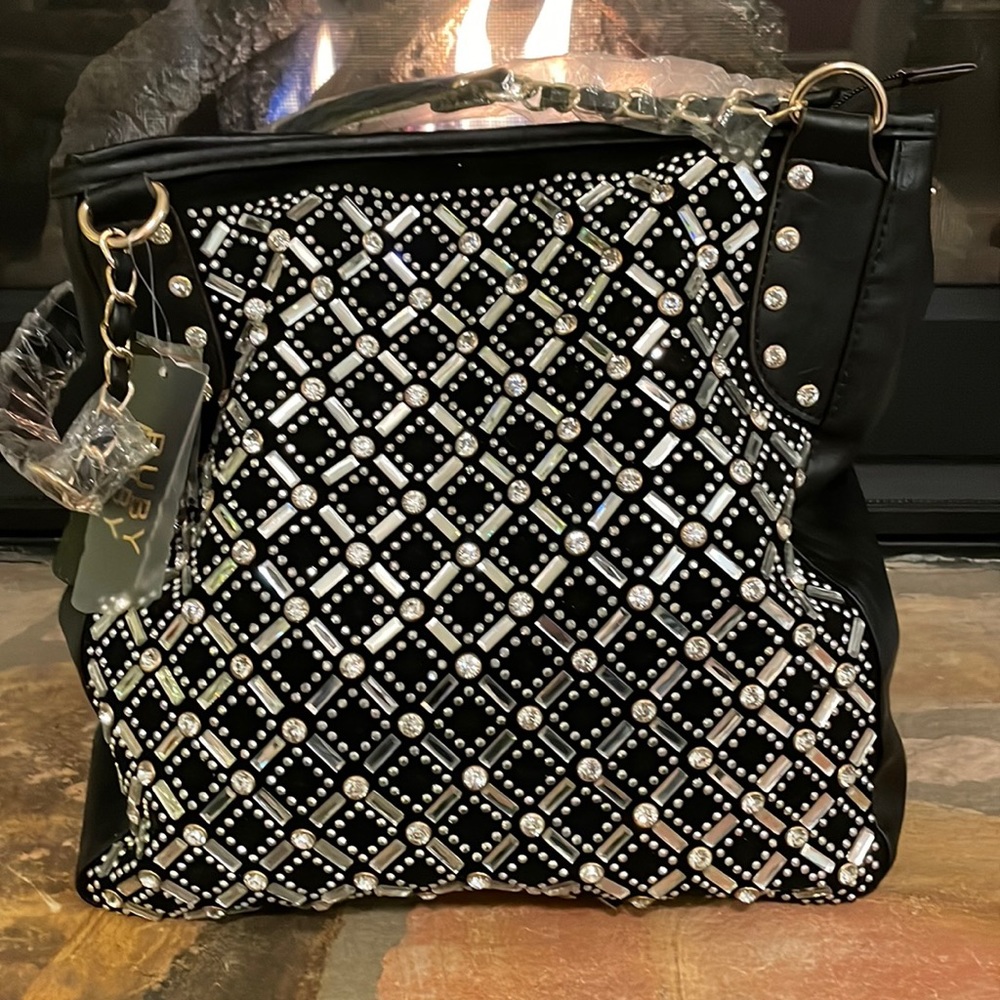 BRAND NEW WITH TAGS Ruby Collection Black Rhinestone Purse